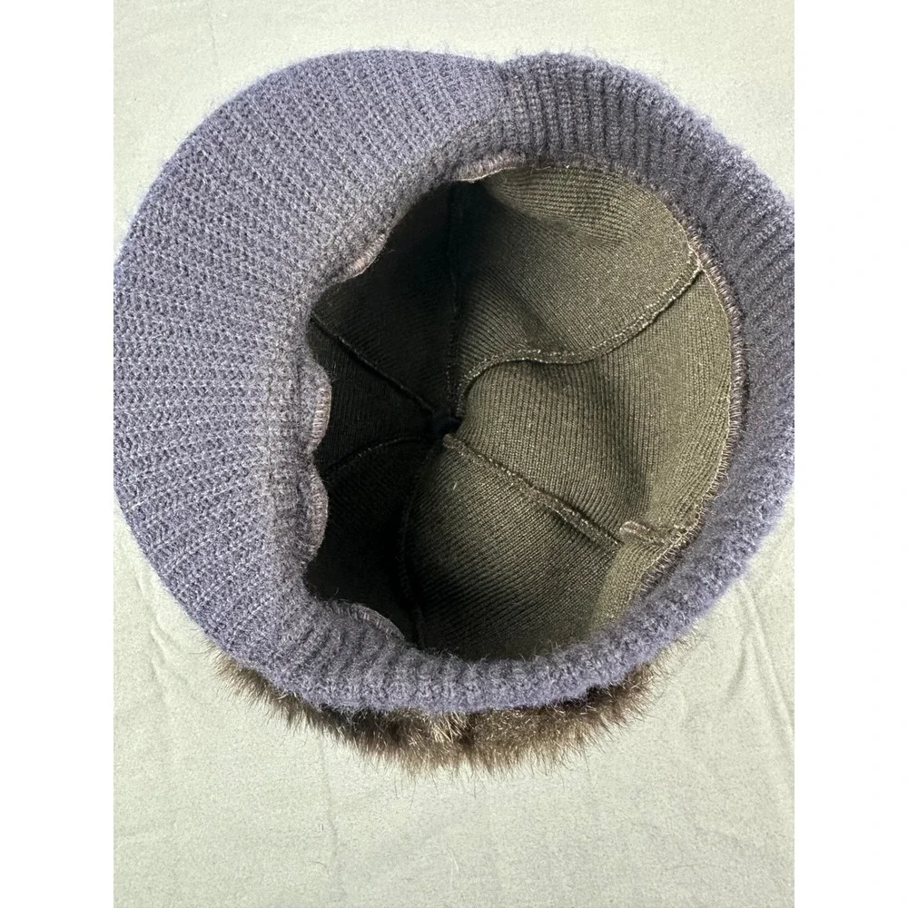 Vintage Dark Brown Mink Fur Hat Womens Pillbox Bucket Winter Cap One Size